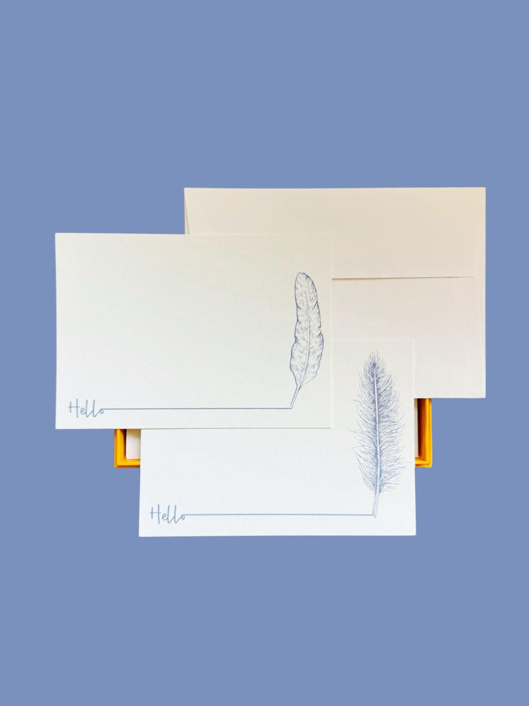 Hello Feather with Laid Envelopes