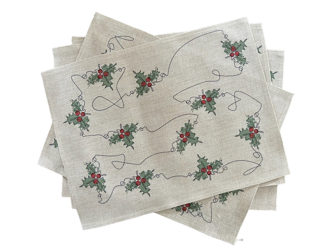 Holly Ink and Hue Placemats (Set of Four)