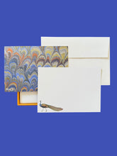 Load image into Gallery viewer, Peacock Marbled Notecard Set with Laid Envelopes
