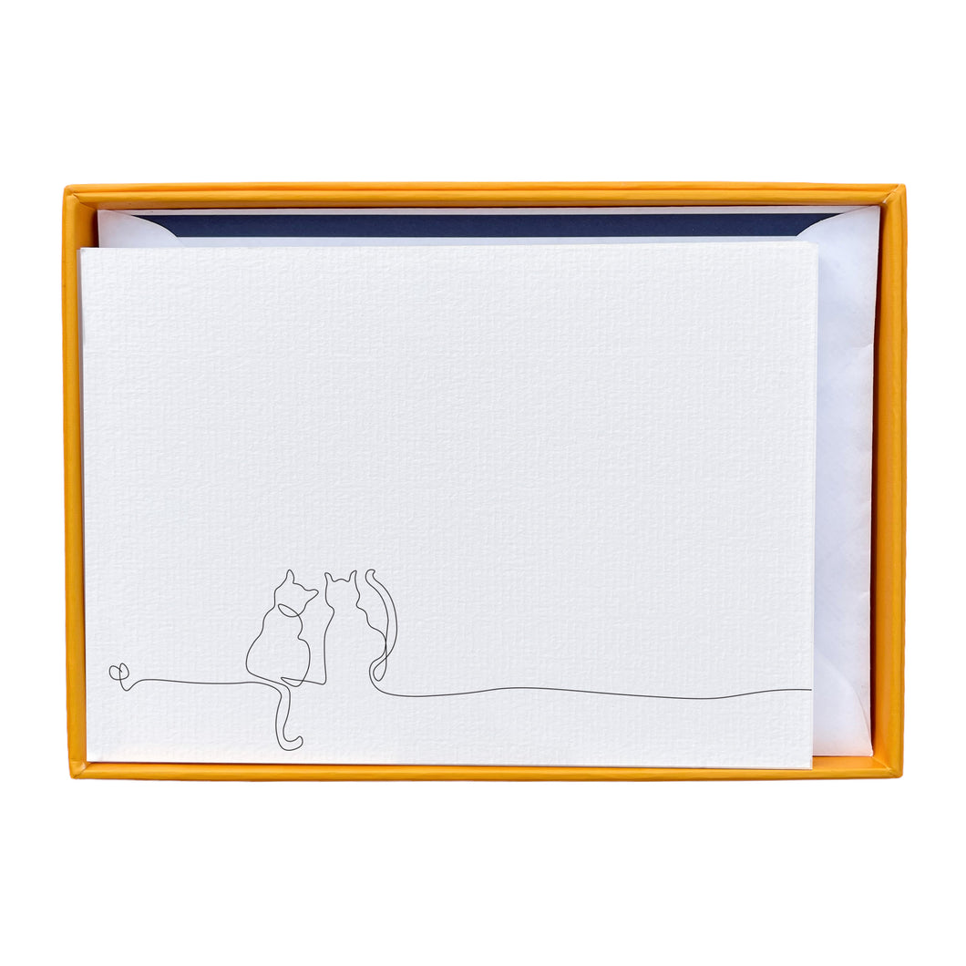 Cat Line Notecard Set with Lined Envelopes