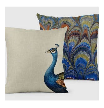 Peacock Marbled Cushion