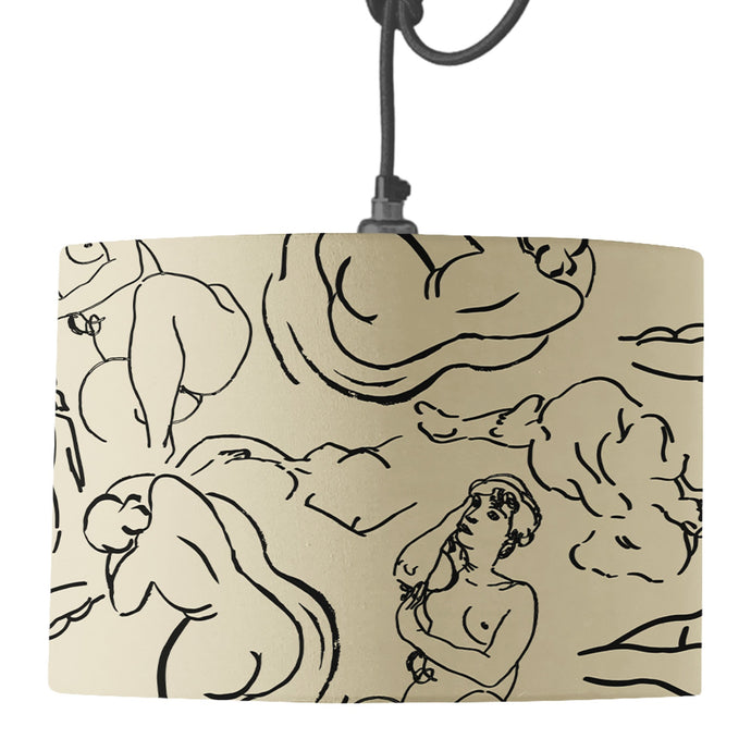 Wholesale Abstract Nude Lamp Shade - Mustard and Gray Trade Homeware and Gifts - Made in Britain