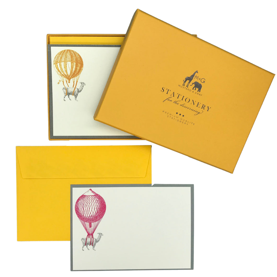 Wholesale Alpaca High Life Notecard Set - Mustard and Gray Trade Homeware and Gifts - Made in Britain