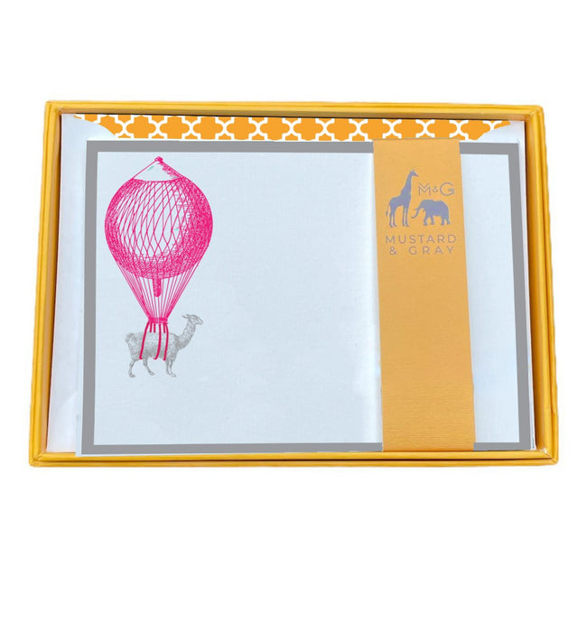 Wholesale Alpaca High Life Notecard Set with Lined Envelopes - Mustard and Gray Trade Homeware and Gifts - Made in Britain