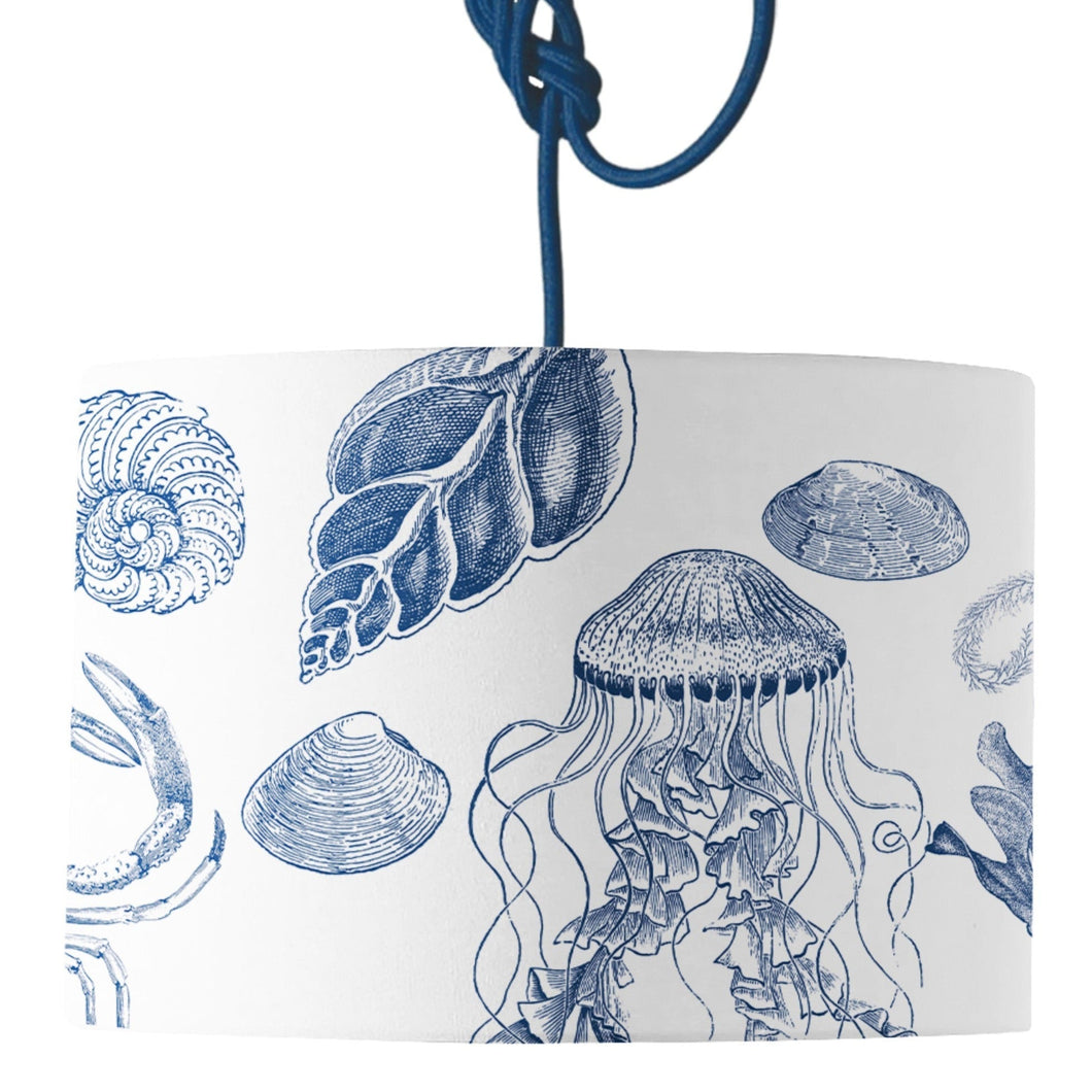 Wholesale Antiquarian Sealife Lamp Shade - Mustard and Gray Trade Homeware and Gifts - Made in Britain