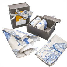 Load image into Gallery viewer, Wholesale Antiquarian Sealife Napkins (Set of Four) - Mustard and Gray Trade Homeware and Gifts - Made in Britain
