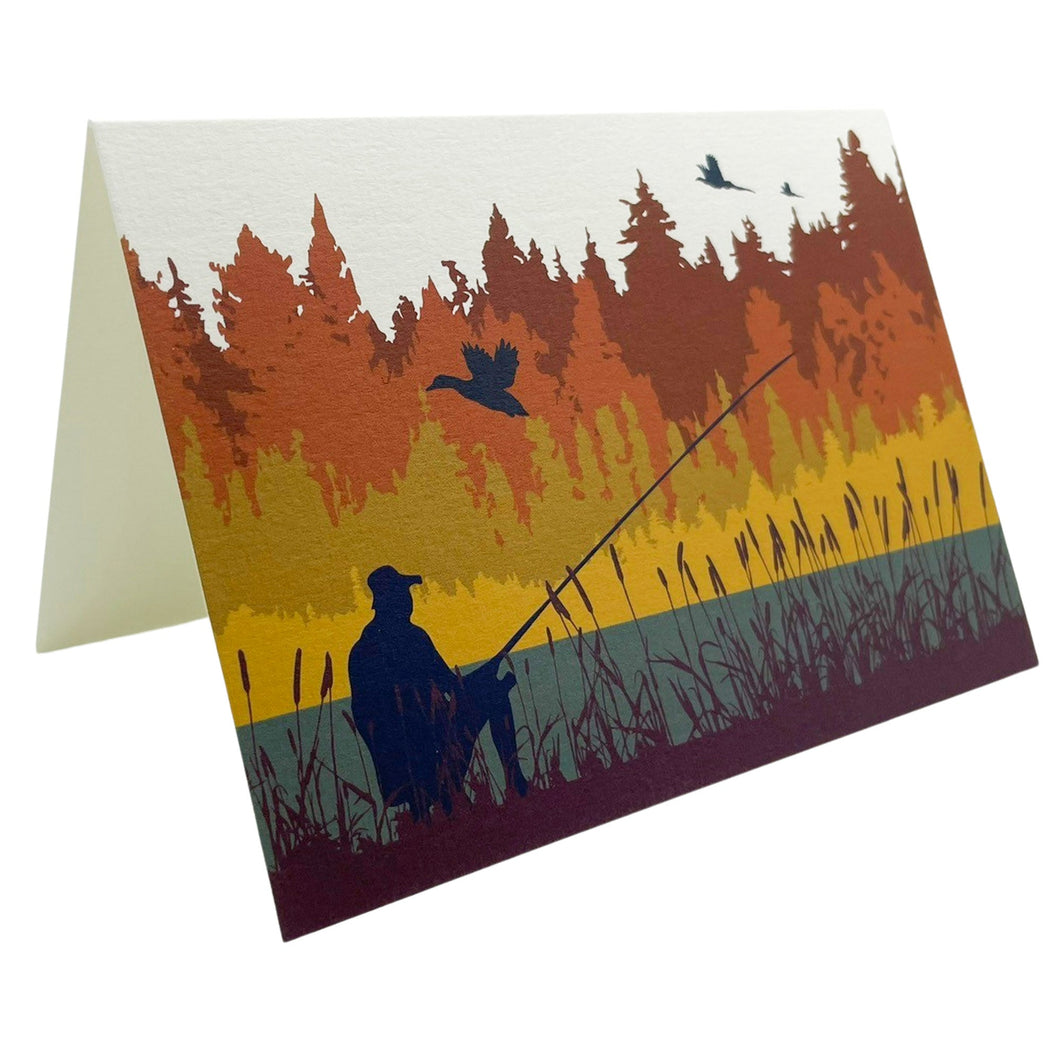 Wholesale Autumn Coarse Fishing Greetings Card - Mustard and Gray Trade Homeware and Gifts - Made in Britain