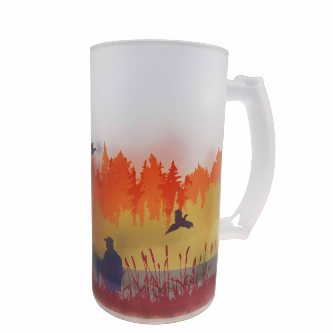 Wholesale Autumn Course Fishing Frosted Beer Stein - Mustard and Gray Trade Homeware and Gifts - Made in Britain