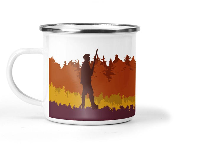 Wholesale Autumn Shoot Enamel Metal Tin Cup - Mustard and Gray Trade Homeware and Gifts - Made in Britain