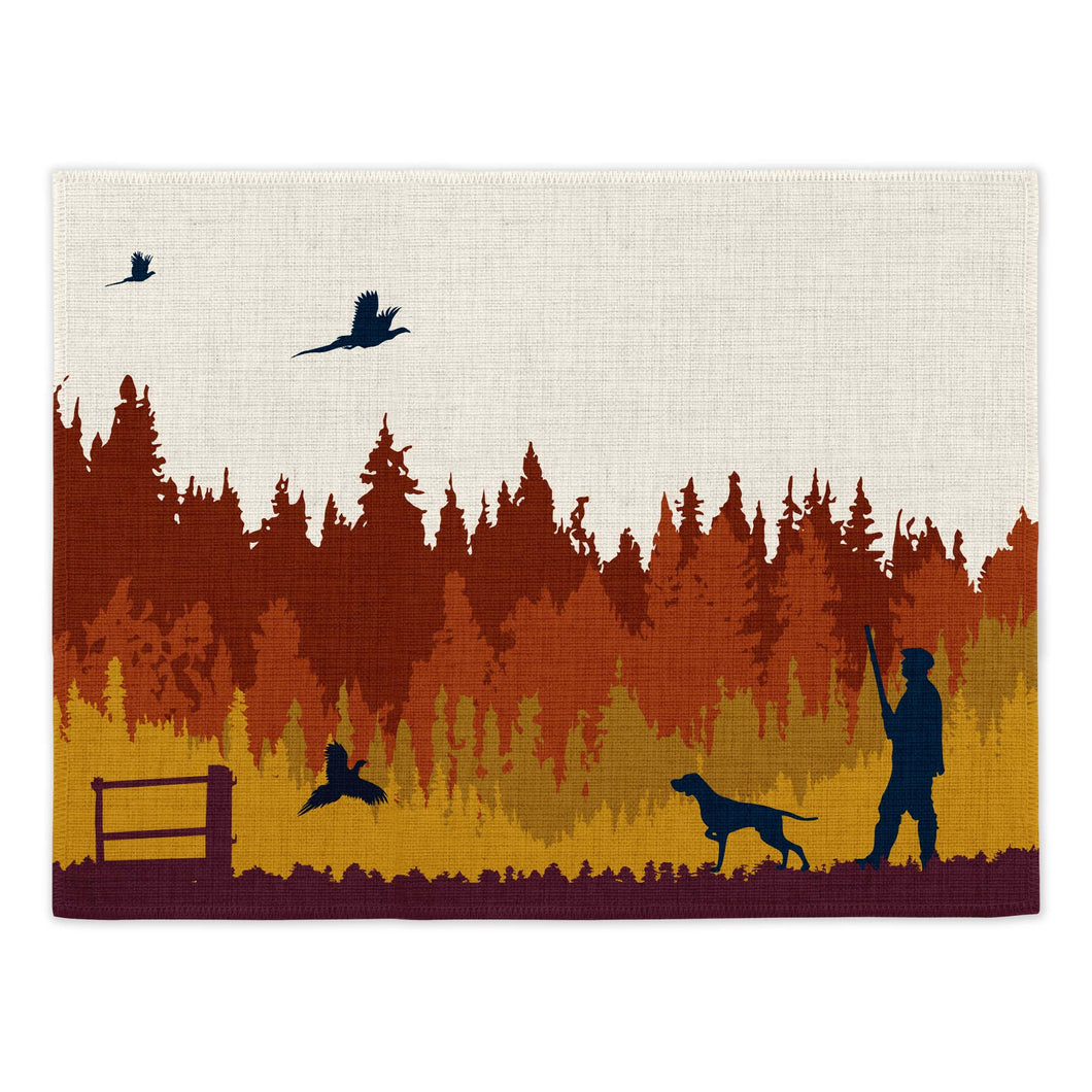 Wholesale Autumn Shoot Placemats (Set of Four) - Mustard and Gray Trade Homeware and Gifts - Made in Britain