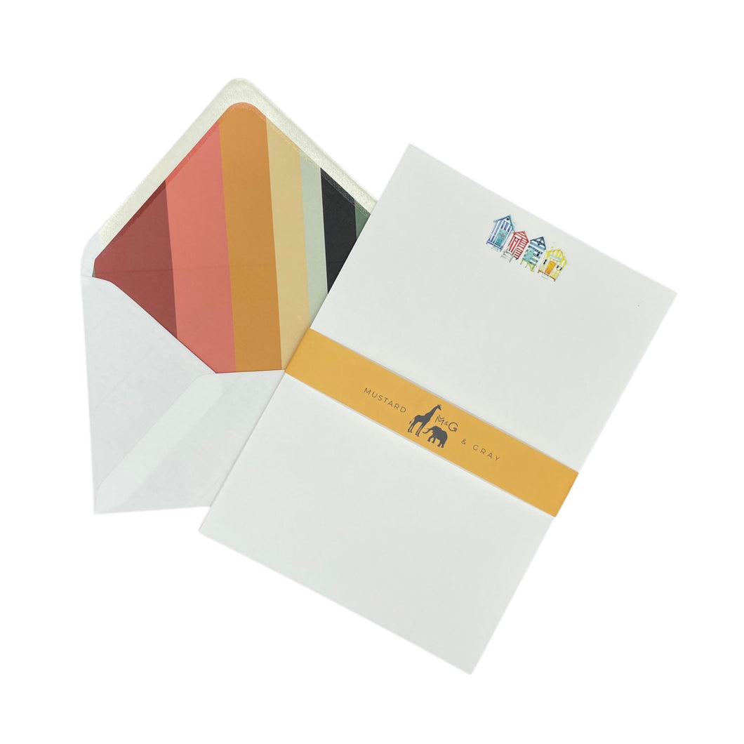 Wholesale Beach Hut Writing Paper Compendium with Lined Envelopes - Mustard and Gray Trade Homeware and Gifts - Made in Britain