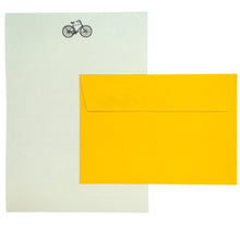 Load image into Gallery viewer, Wholesale Bicycle Writing Paper Compendium - Mustard and Gray Trade Homeware and Gifts - Made in Britain
