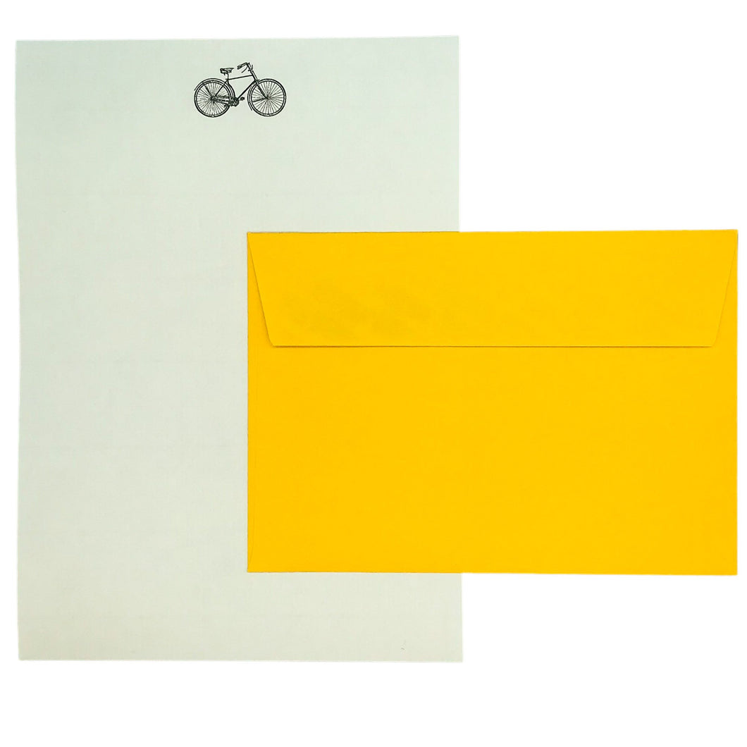 Wholesale Bicycle Writing Paper Compendium - Mustard and Gray Trade Homeware and Gifts - Made in Britain
