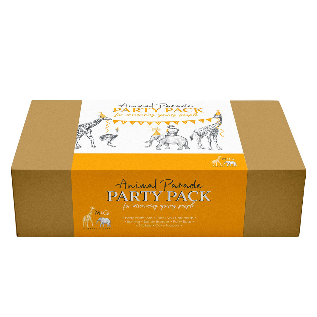 Wholesale Animal Parade Birthday Party Pack - Mustard and Gray Trade Homeware and Gifts - Made in Britain