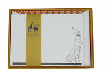 Load image into Gallery viewer, Wholesale Borzoi Notecard Set with Lined Envelopes - Mustard and Gray Trade Homeware and Gifts - Made in Britain
