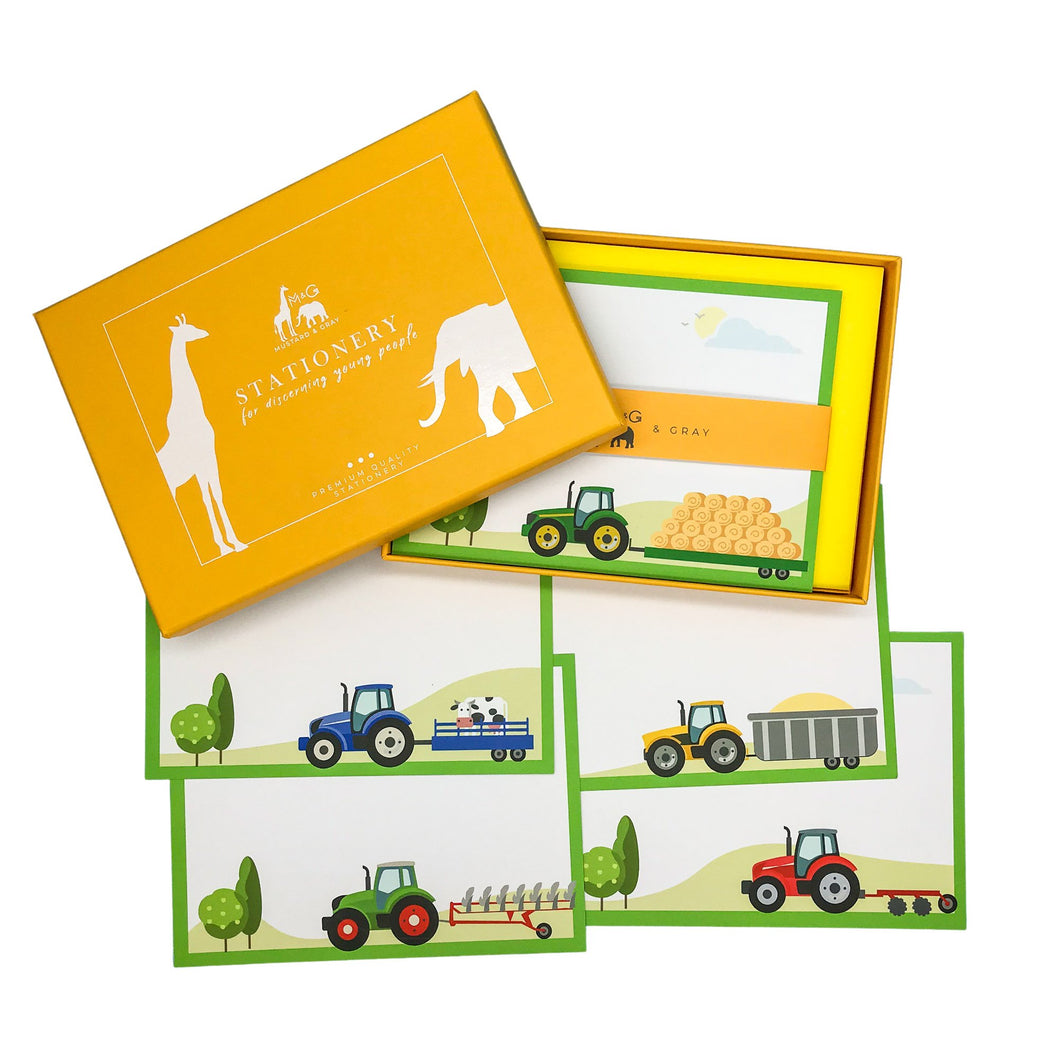 Wholesale Bramble Hill Farm Tractors Notecard Set - Mustard and Gray Trade Homeware and Gifts - Made in Britain