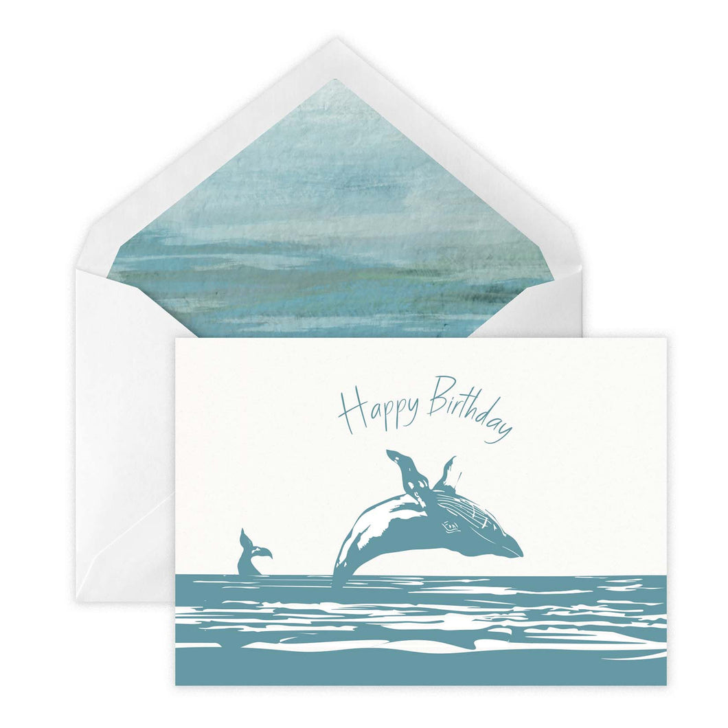 Wholesale Breaching Whale Birthday Card - Mustard and Gray Trade Homeware and Gifts - Made in Britain
