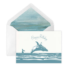 Load image into Gallery viewer, Wholesale Breaching Whale Birthday Card - Mustard and Gray Trade Homeware and Gifts - Made in Britain
