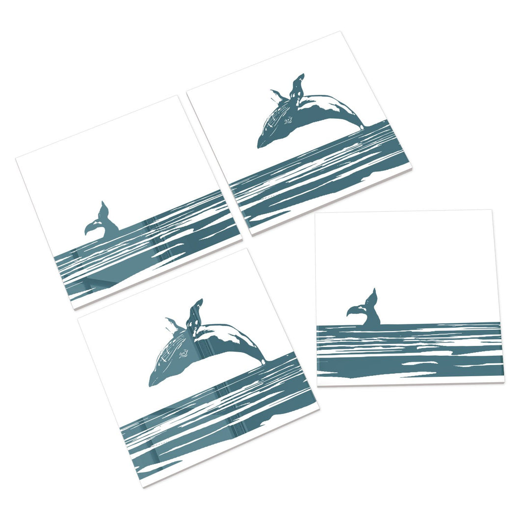 Wholesale Breaching Whale Ceramic Coasters - Mustard and Gray Trade Homeware and Gifts - Made in Britain