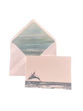 Load image into Gallery viewer, Wholesale Breaching Whale Notecard Set with Lined Envelopes - Mustard and Gray Trade Homeware and Gifts - Made in Britain
