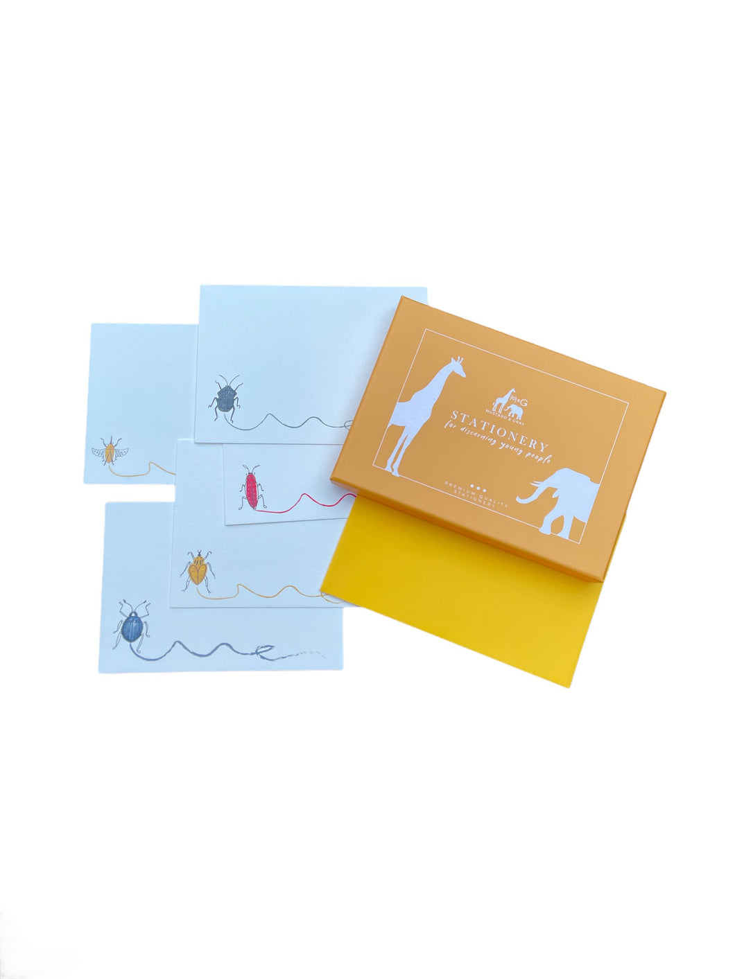 Wholesale Buggy Scribble Notecard Set - Mustard and Gray Trade Homeware and Gifts - Made in Britain