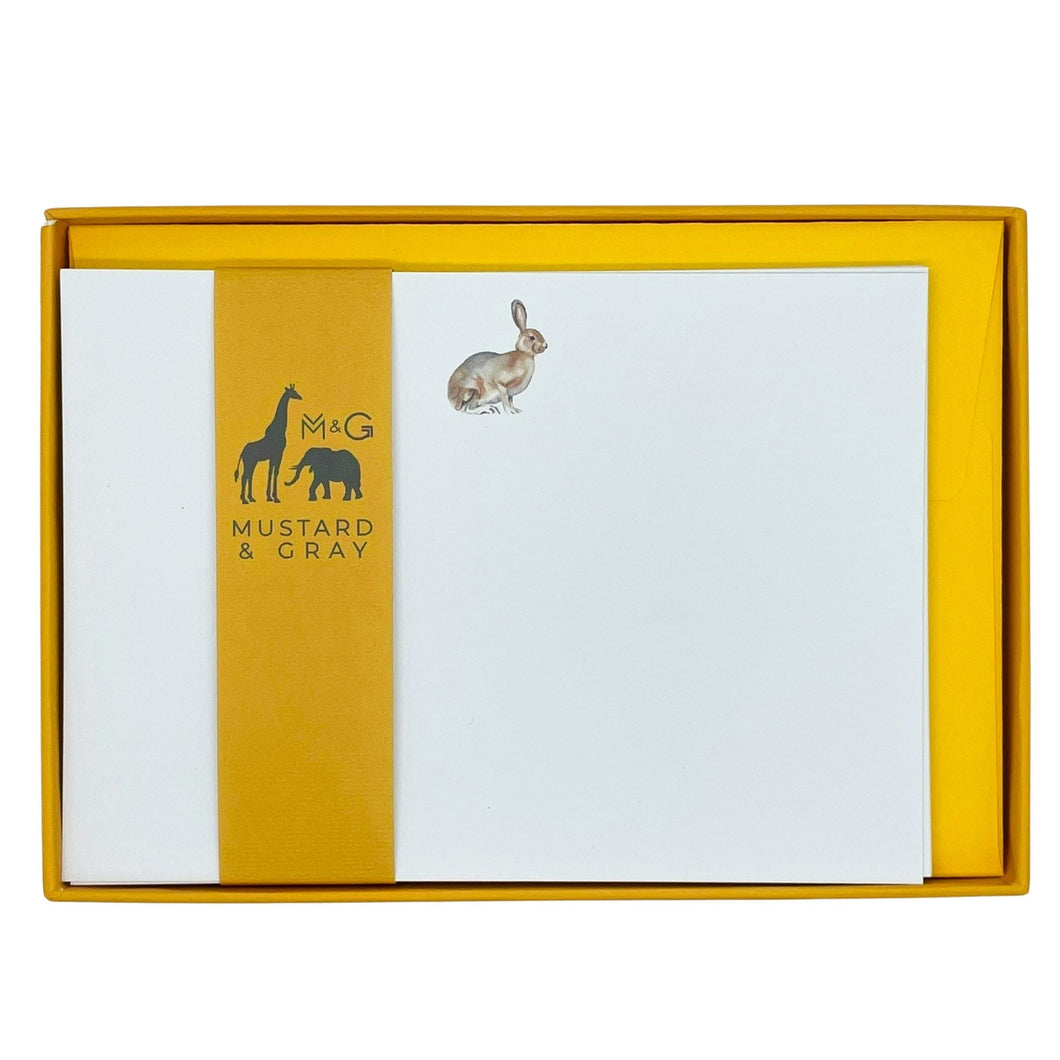 Wholesale Bunny Notecard Set - Mustard and Gray Trade Homeware and Gifts - Made in Britain