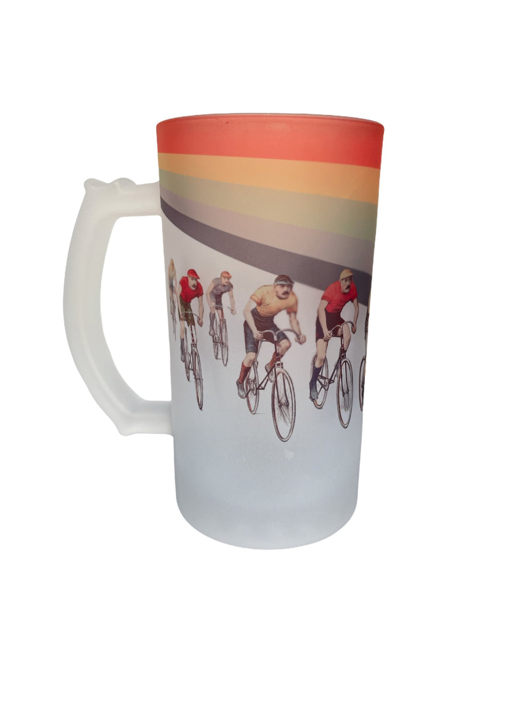 Wholesale Cameron Vintage Cycling Frosted Beer Stein - Mustard and Gray Trade Homeware and Gifts - Made in Britain