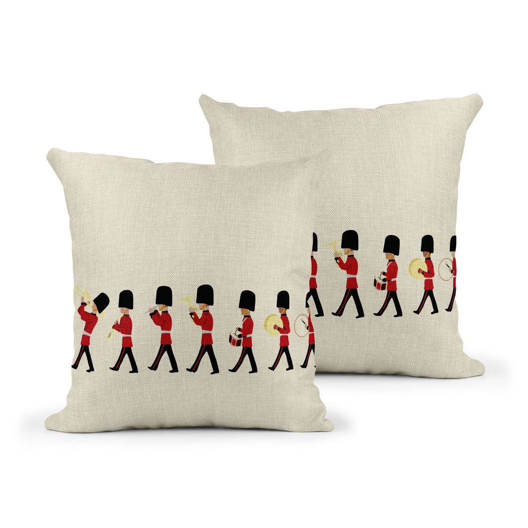 Wholesale Changing of the Guard Cushion - Mustard and Gray Trade Homeware and Gifts - Made in Britain