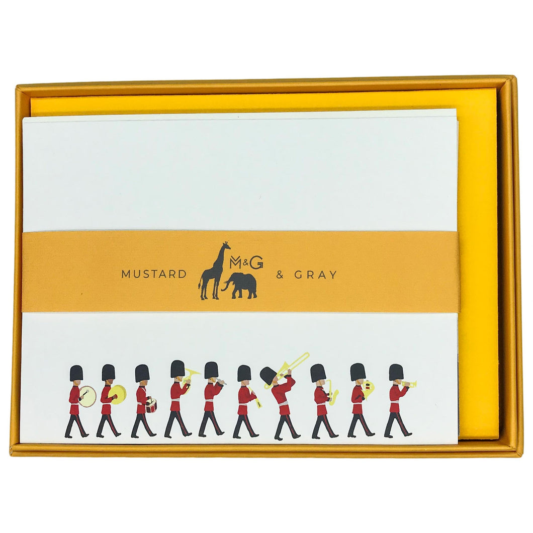 Wholesale Changing of the Guard Notecard Set with Yellow Envelopes - Mustard and Gray Trade Homeware and Gifts - Made in Britain