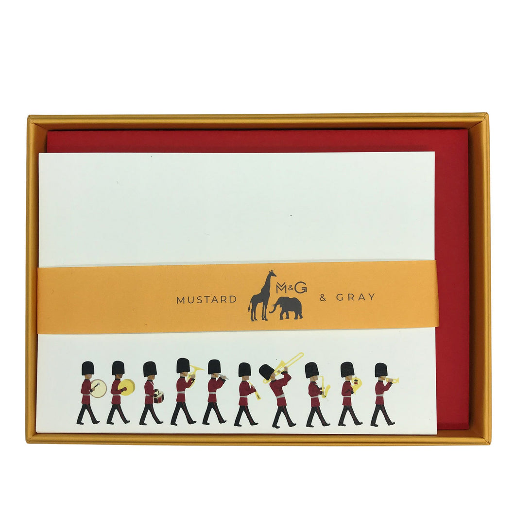Wholesale Changing of the Guard Notecard Set with Red Envelopes - Mustard and Gray Trade Homeware and Gifts - Made in Britain