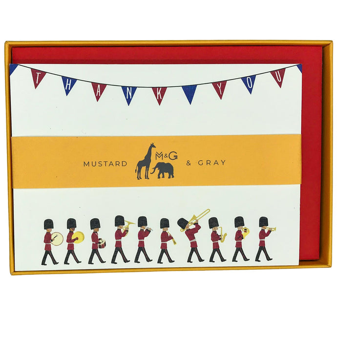 Wholesale Changing of the Guard Thank You Notecard Set - Mustard and Gray Trade Homeware and Gifts - Made in Britain