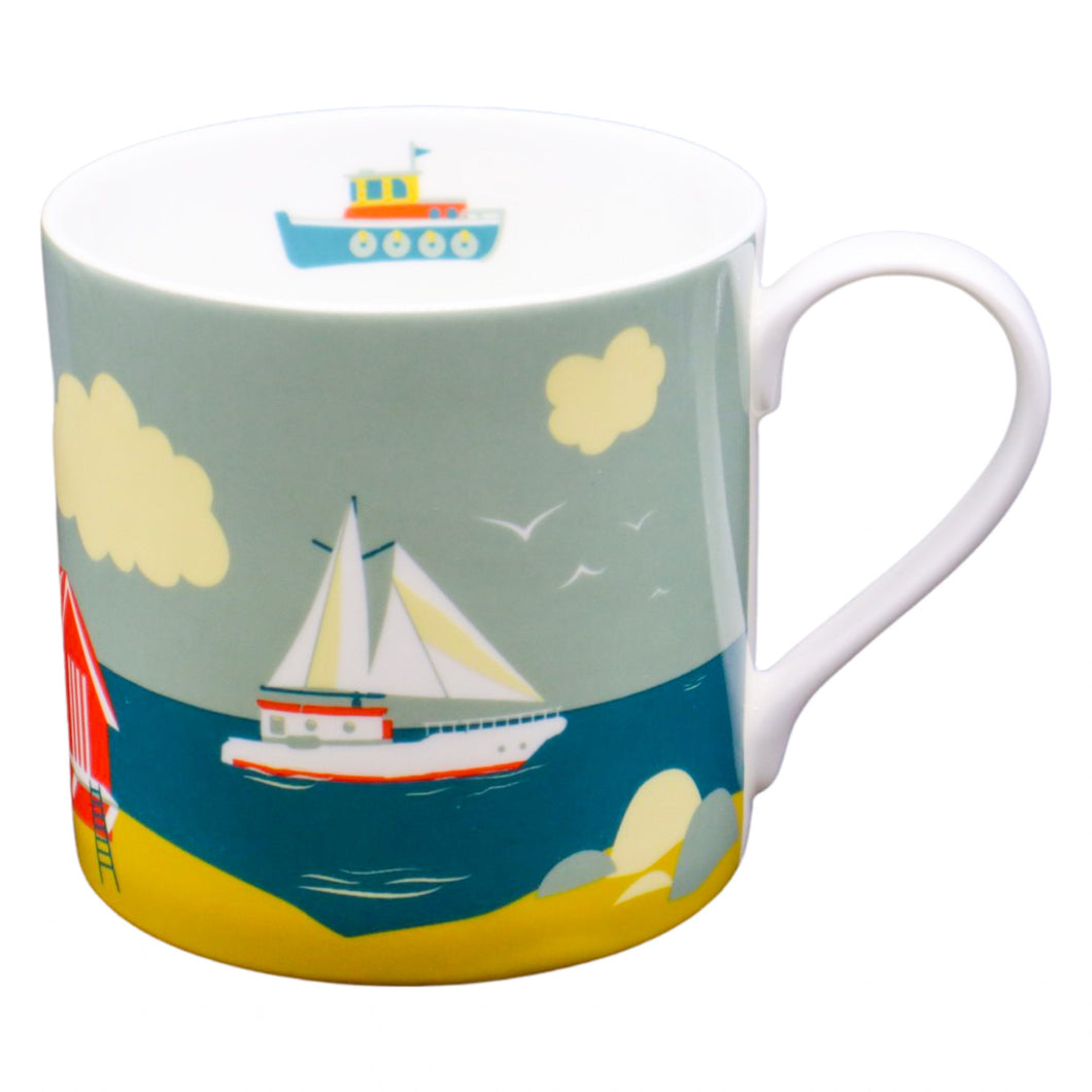 Wholesale Charlie's Coast 400ml Mug - Mustard and Gray Trade Homeware and Gifts - Made in Britain