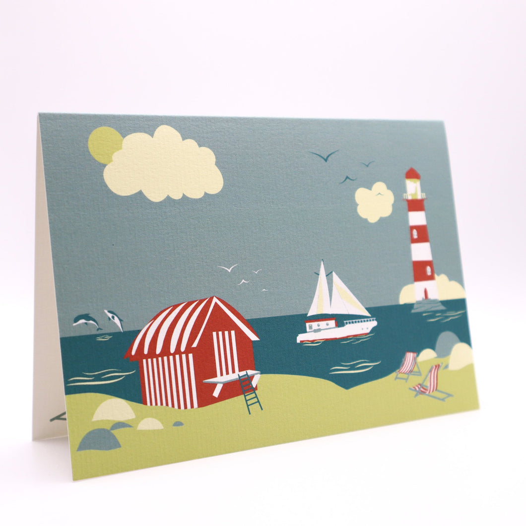 Wholesale Charlie's Coast Greetings Card - Mustard and Gray Trade Homeware and Gifts - Made in Britain