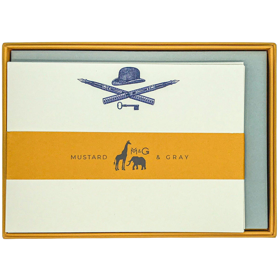 Wholesale City Gentleman Notecard Set - Mustard and Gray Trade Homeware and Gifts - Made in Britain