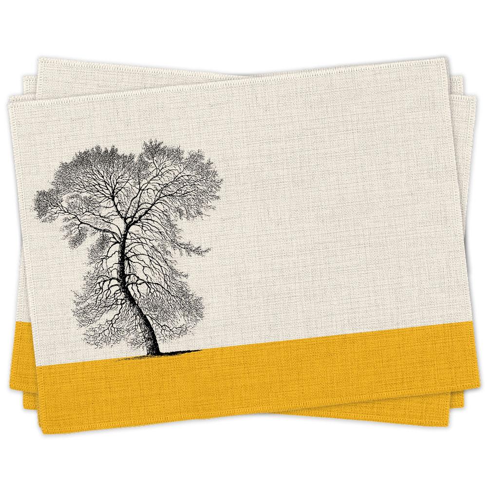 Wholesale Condover Headlands Oilseed Placemats (Set of Four) - Mustard and Gray Trade Homeware and Gifts - Made in Britain