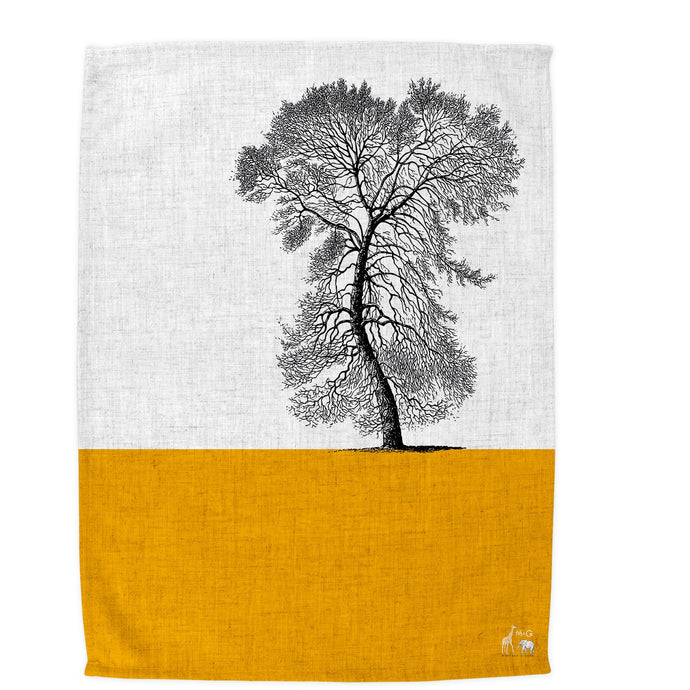 Wholesale Condover Headlands Oilseed Tea Towel - Mustard and Gray Trade Homeware and Gifts - Made in Britain