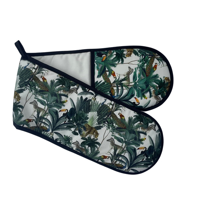 Wholesale Darwin's Menagerie Ecru Double Oven Glove - Mustard and Gray Trade Homeware and Gifts - Made in Britain