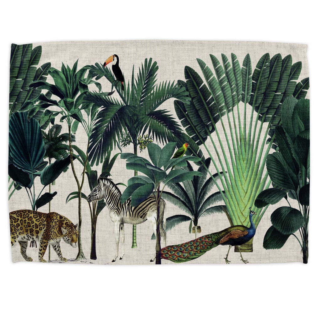 Wholesale Darwin's Menagerie Ecru Tea Towel - Mustard and Gray Trade Homeware and Gifts - Made in Britain