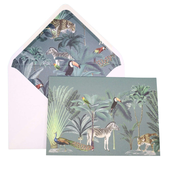 Wholesale Darwin's Menagerie Green Greetings Card - Mustard and Gray Trade Homeware and Gifts - Made in Britain