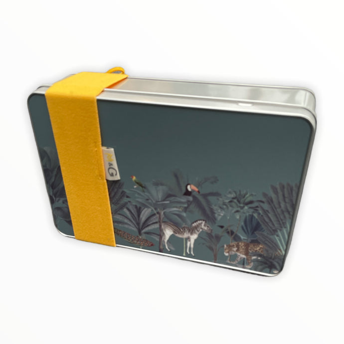 Wholesale Darwin's Menagerie Green Lunch Tin - Mustard and Gray Trade Homeware and Gifts - Made in Britain