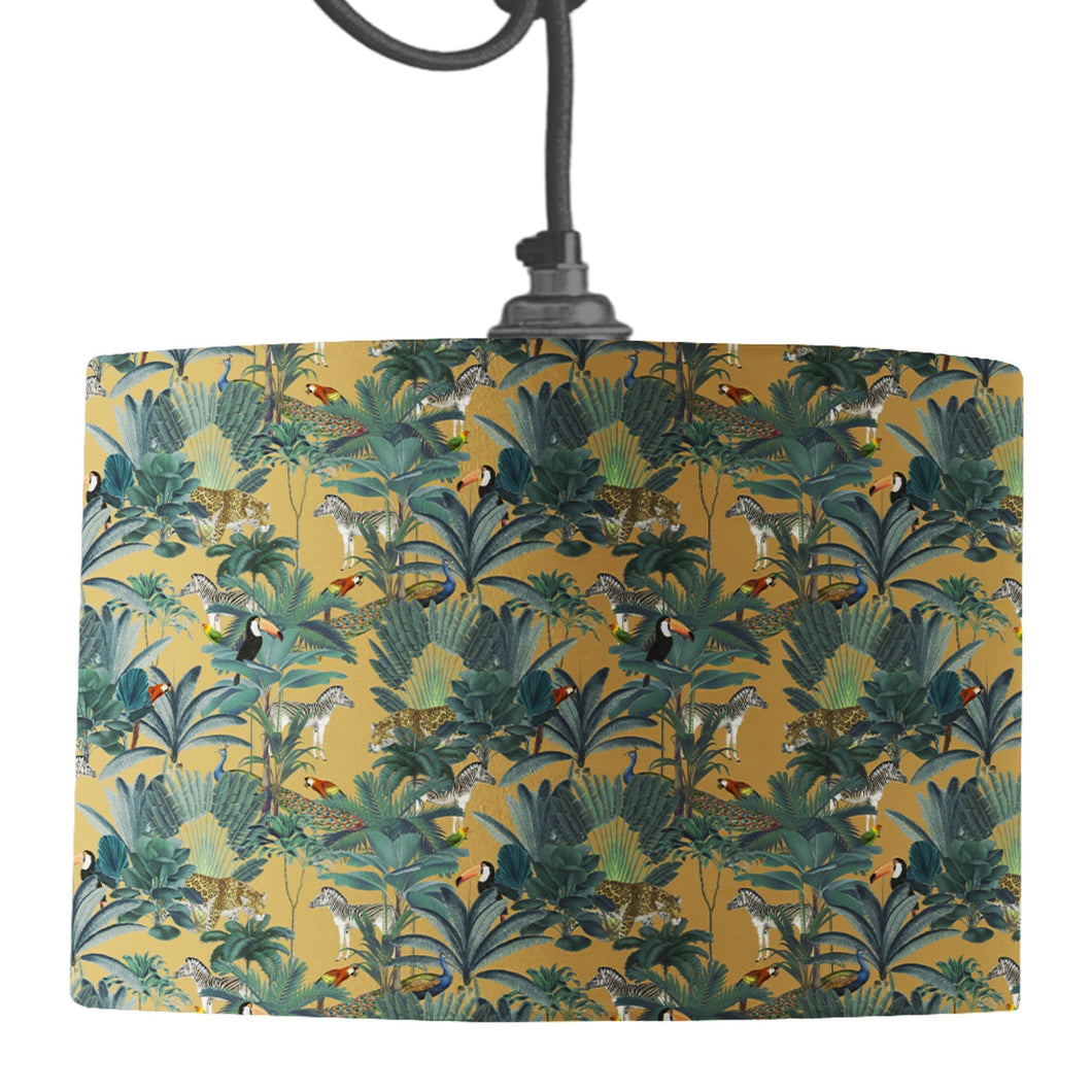 Wholesale Darwin's Menagerie Mustard Pattern Lamp Shade - Mustard and Gray Trade Homeware and Gifts - Made in Britain