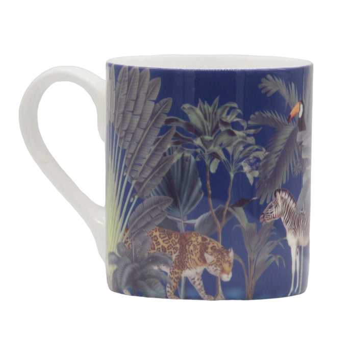 Wholesale Darwin's Menagerie Navy 250ml Mug - Mustard and Gray Trade Homeware and Gifts - Made in Britain