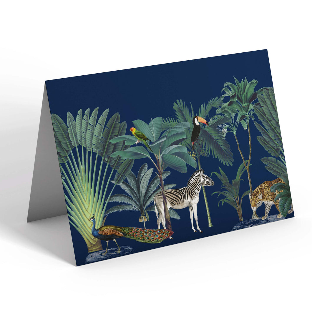 Wholesale Darwin's Menagerie Navy Greetings Card - Mustard and Gray Trade Homeware and Gifts - Made in Britain