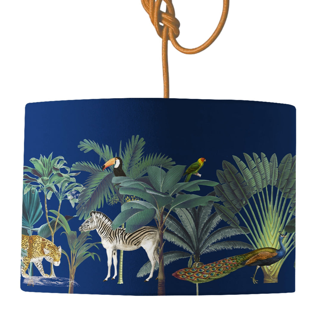 Wholesale Darwin's Menagerie Navy Lamp Shade - Mustard and Gray Trade Homeware and Gifts - Made in Britain