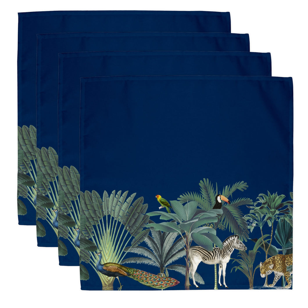 Wholesale Darwin's Menagerie Navy Napkins (Set of Four) - Mustard and Gray Trade Homeware and Gifts - Made in Britain
