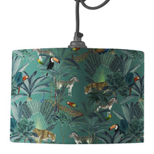 Load image into Gallery viewer, Wholesale Darwin&#39;s Menagerie Pattern Green Lamp Shade - Mustard and Gray Trade Homeware and Gifts - Made in Britain
