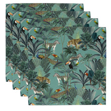 Load image into Gallery viewer, Wholesale Darwin&#39;s Menagerie Pattern Green Napkins (Set of Four) - Mustard and Gray Trade Homeware and Gifts - Made in Britain
