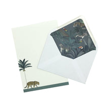 Load image into Gallery viewer, Wholesale &quot;Prowling Leopard&quot; Writing Paper Compendium - Mustard and Gray Trade Homeware and Gifts - Made in Britain
