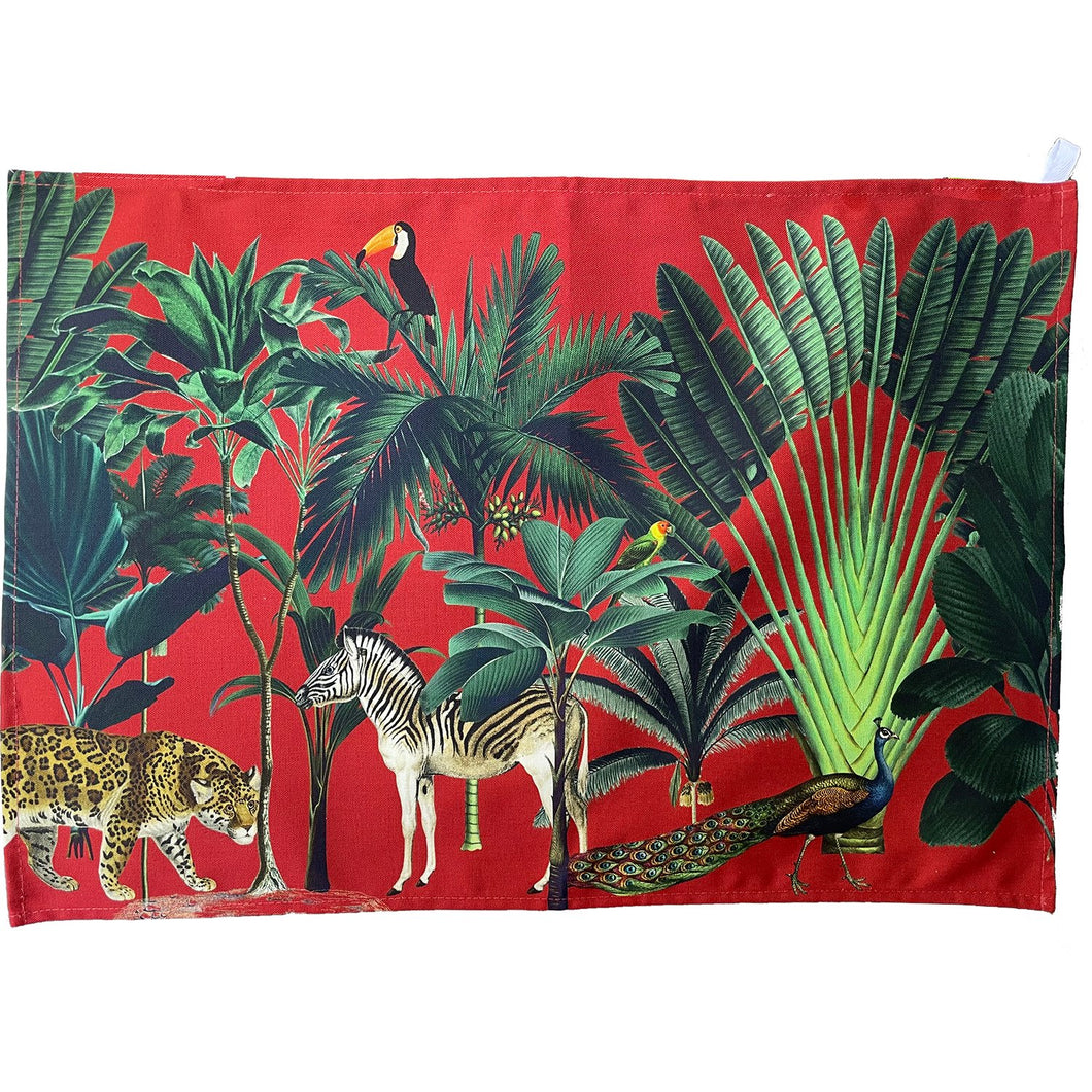 Wholesale Darwin's Menagerie Red Tea Towel - Mustard and Gray Trade Homeware and Gifts - Made in Britain