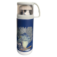 Load image into Gallery viewer, Wholesale Darwin&#39;s Menagerie Scene Navy Vintage Style Flask - Mustard and Gray Trade Homeware and Gifts - Made in Britain
